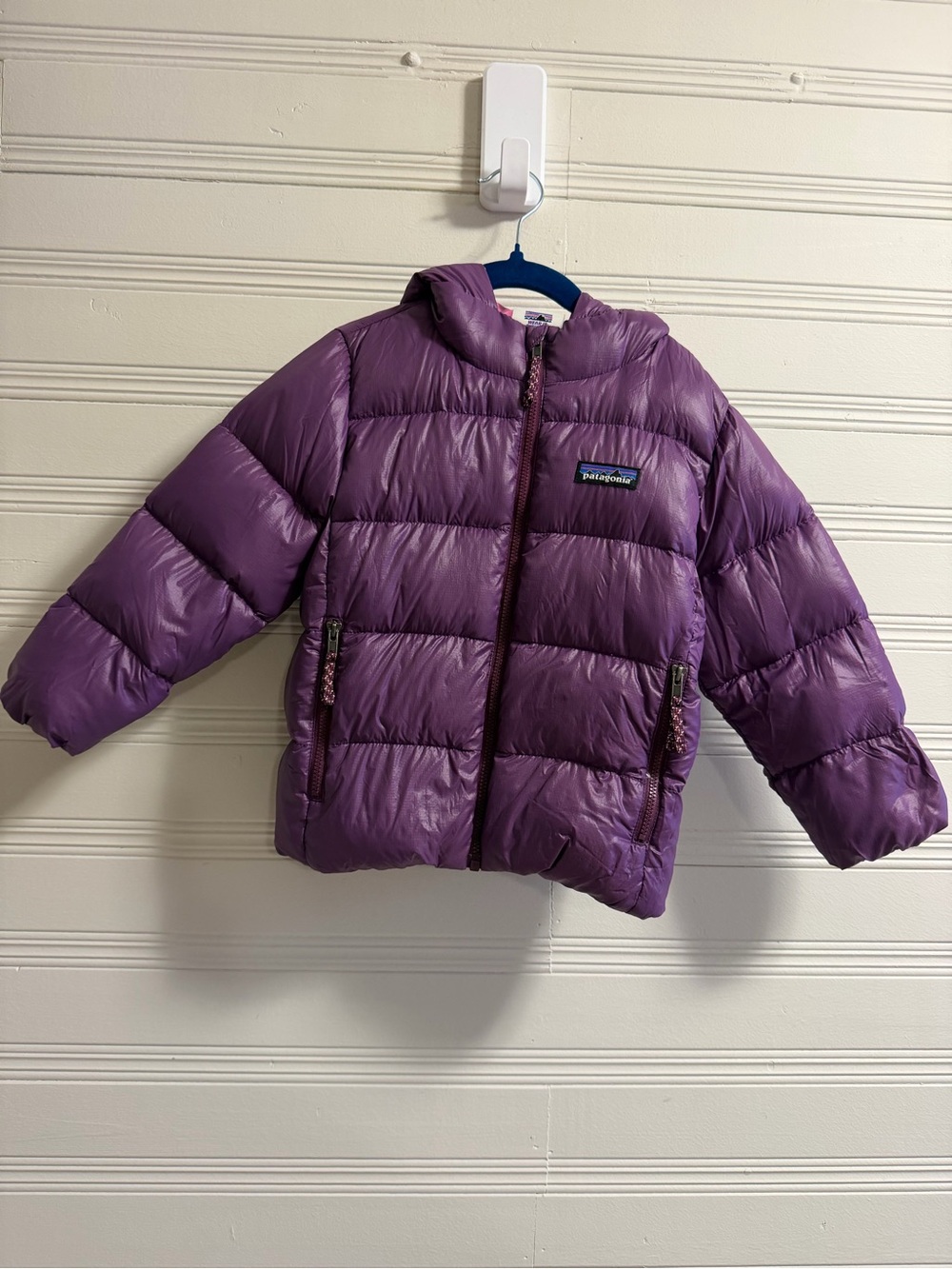 Patagonia Kids Hi-Loft Down Sweater Hoody Purple Pink 3T